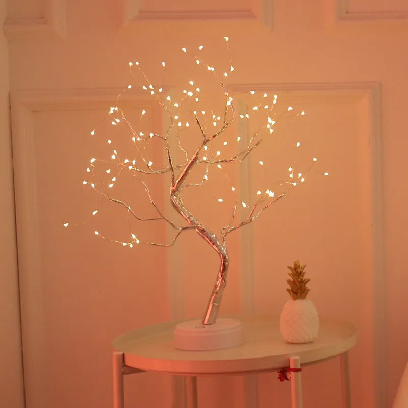 LED Night Light Mini Tree Copper Wire Garland Lamp For Home Bedroom Decor